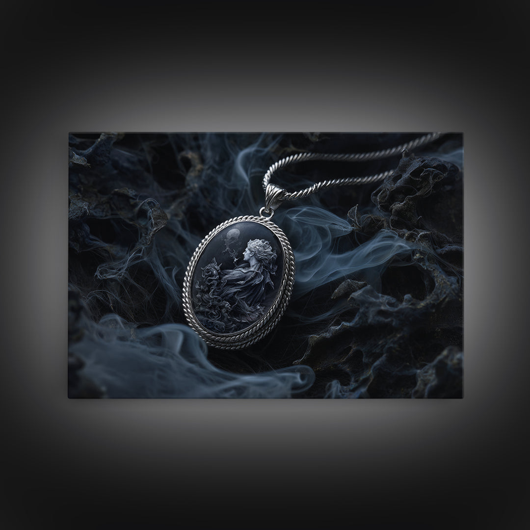 The Moonstone Amulet, Medieval Grotesque Art, Landscape Wall Art, Macabre Wall Art, Canvas Print, Halloween Wall Art, Horror Wall Art