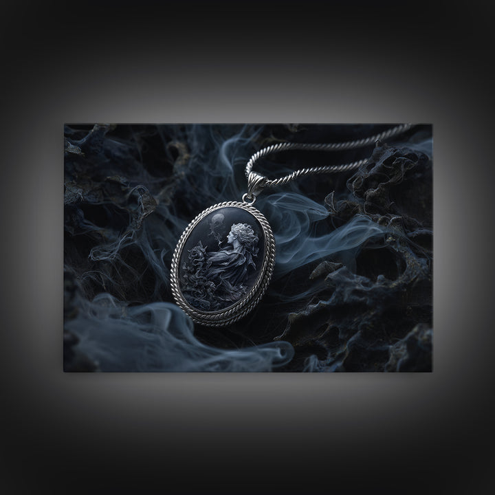 The Moonstone Amulet, Medieval Grotesque Art, Landscape Wall Art, Macabre Wall Art, Canvas Print, Halloween Wall Art, Horror Wall Art