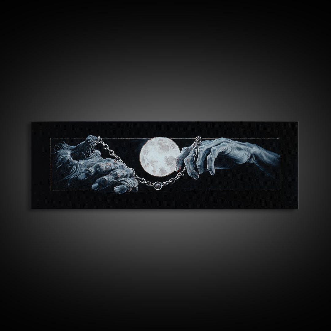 The Moonstone Amulet, Gothic Nightmare Art, Extra Wide Wall Art, Gothic Horror Wall Art, Framed Canvas Print, Halloween Wall Art