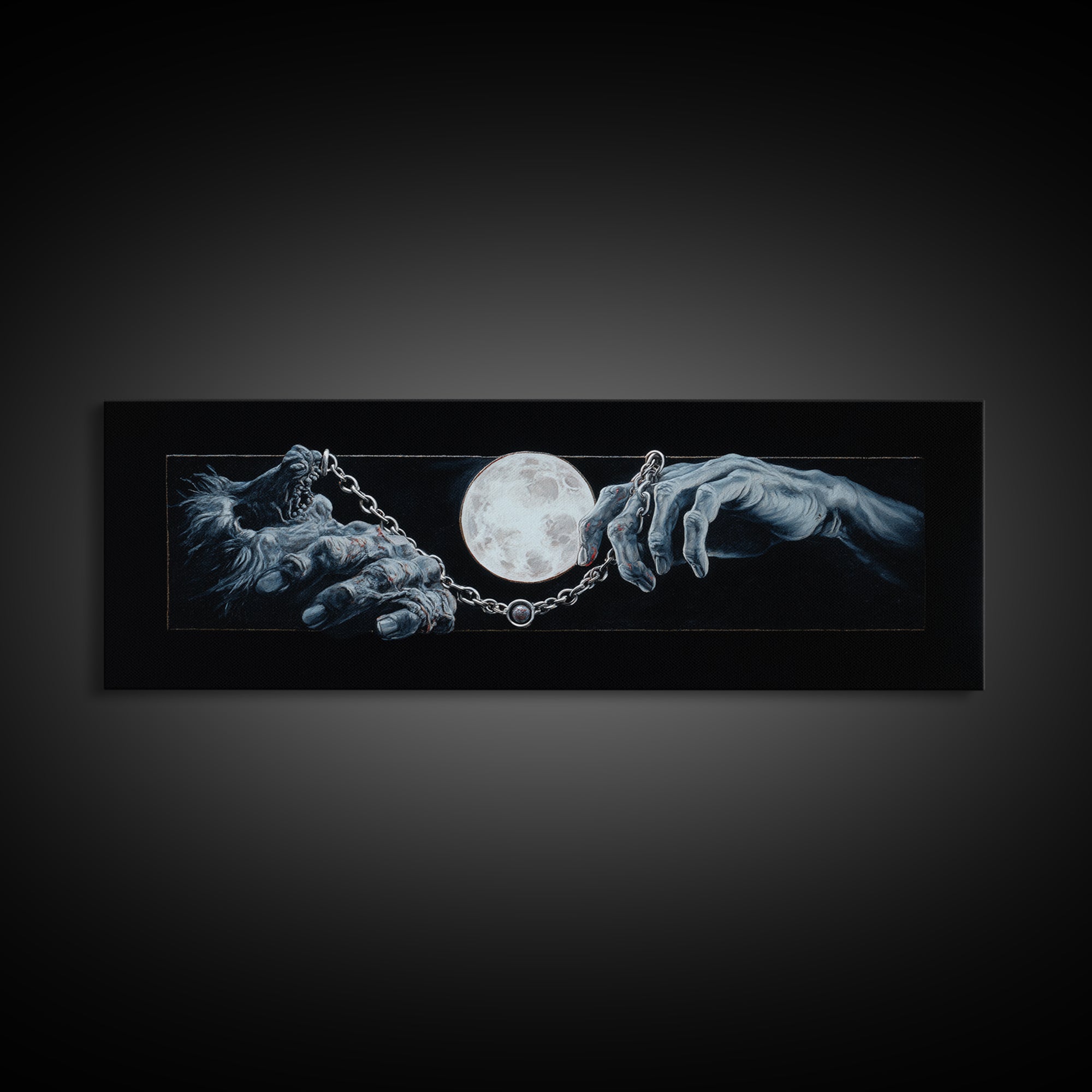 The Moonstone Amulet, Gothic Nightmare Art, Extra Wide Wall Art, Gothic Horror Wall Art, Framed Canvas Print, Halloween Wall Art