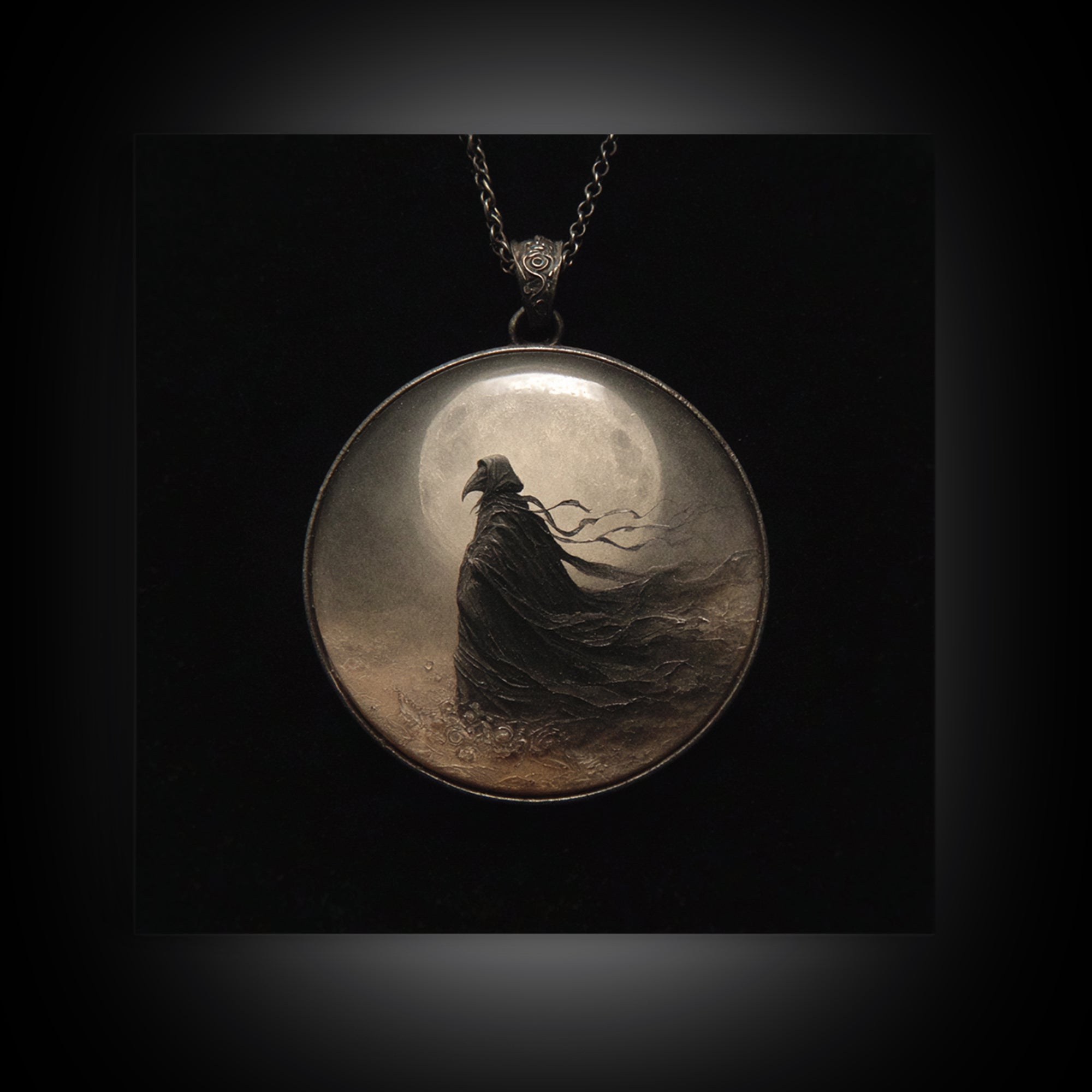 The Moonstone Amulet, Symbolist Dream Art, Square Wall Art, Macabre Wall Art, Canvas Print, Halloween Wall Art, Spooky Wall Decor