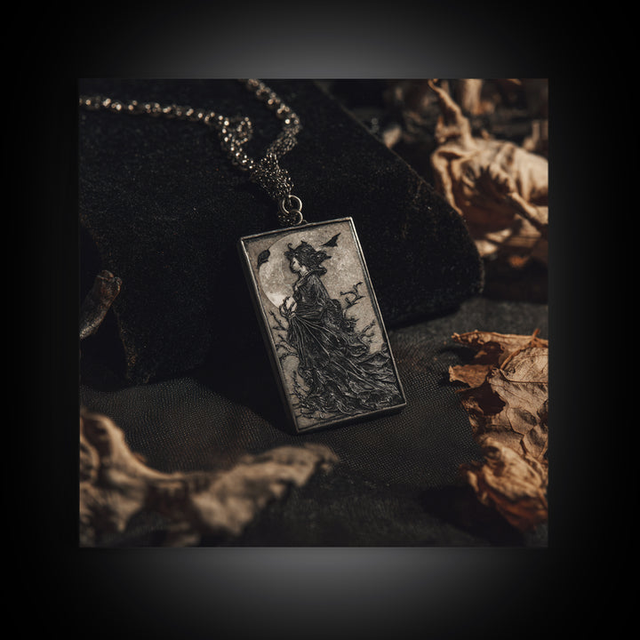 The Moonstone Amulet, Symbolist Etching Art, Square Wall Art, Dark Fantasy Wall Art, Framed Canvas Print, Halloween Wall Art