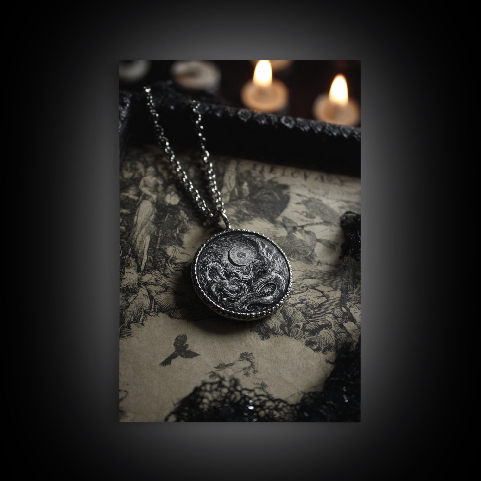 The Moonstone Amulet, Victorian Macabre Art, Vertical Wall Art, Gothic Horror Wall Art, Canvas Print, Halloween Wall Art