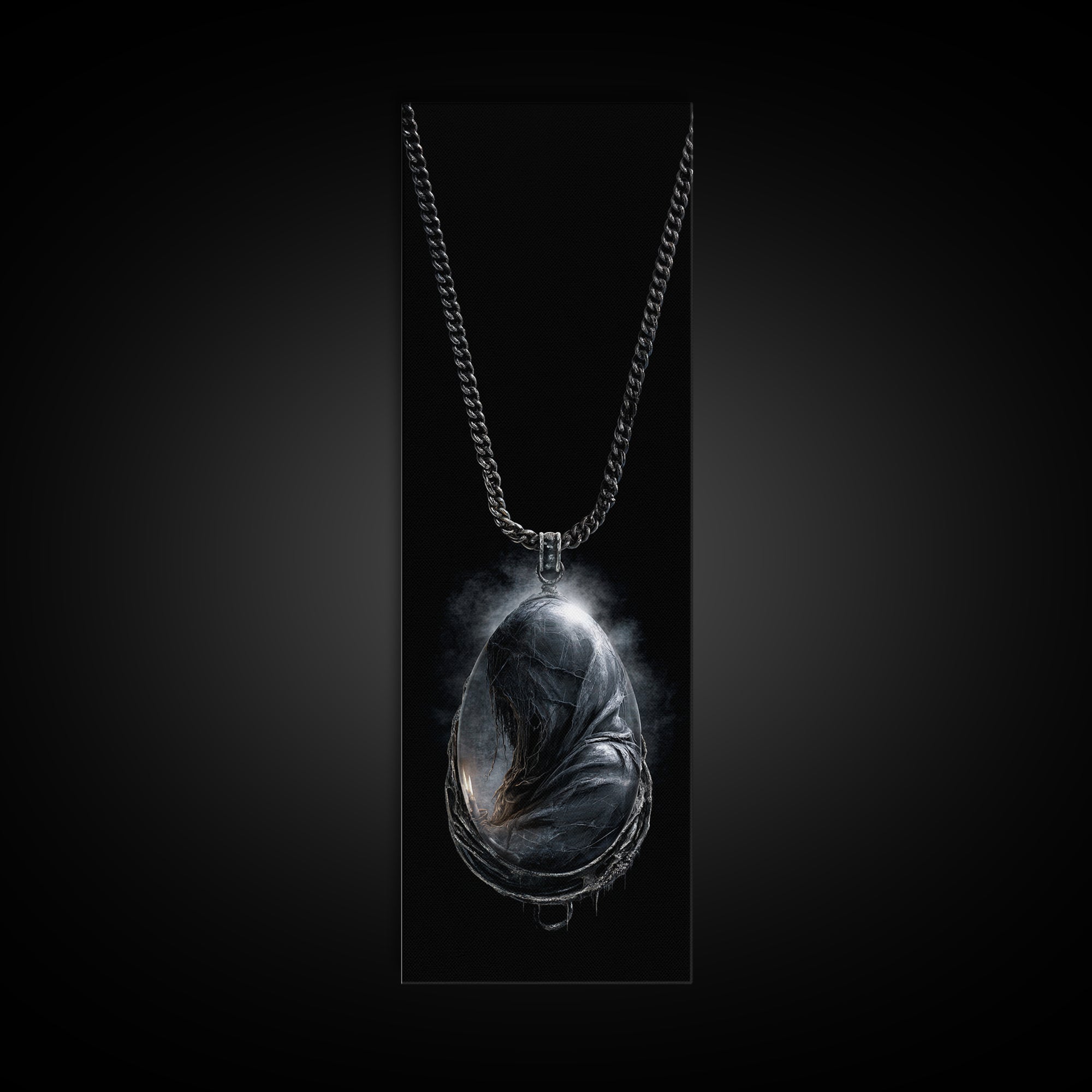The Moonstone Amulet, Surreal Apocalyptic Art, Tall Narrow Wall Art, Gothic Horror Wall Art, Canvas Print, Halloween Wall Art