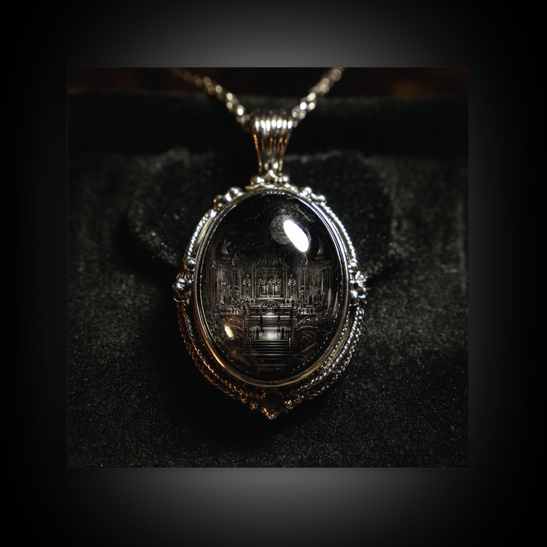 The Moonstone Amulet, Biomechanical Horror Art, Square Wall Art, Gothic Horror Wall Art, Canvas Print, Halloween Wall Art, Spooky Wall Decor