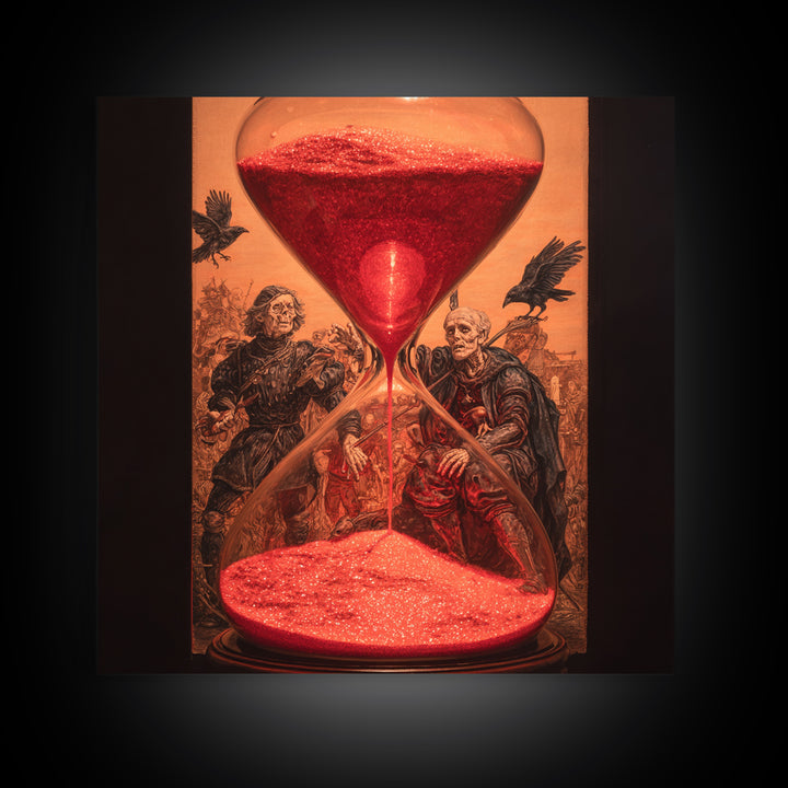 The Crimson Hourglass, Danse Macabre Art, Square Wall Art, Dark Fantasy Wall Art, Framed Canvas Print, Dark Fantasy Art