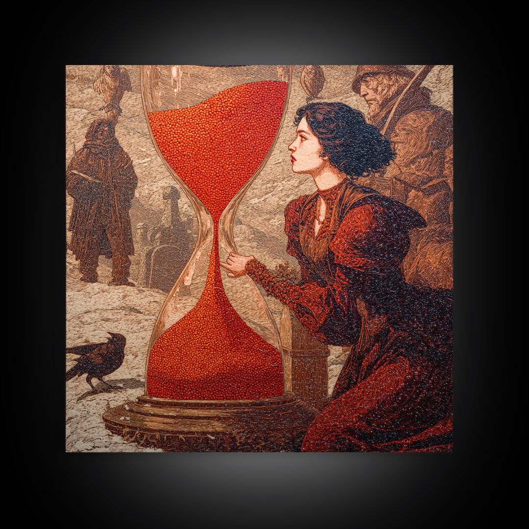 The Crimson Hourglass, Symbolist Death Art, Square Wall Art, Macabre Wall Art, Canvas Print, Halloween Wall Art, Seasonal Home Decor