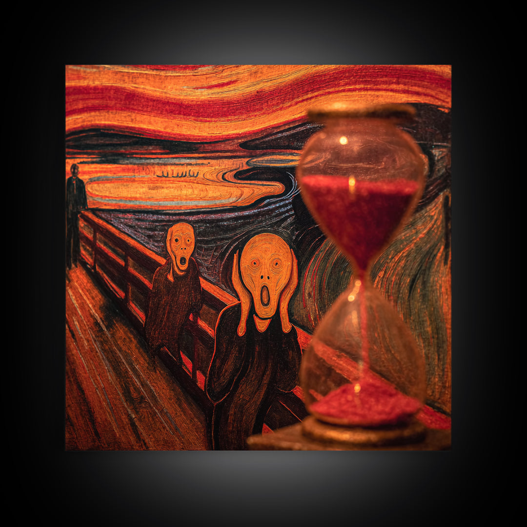 The Crimson Hourglass, Expressionist Gothic Art, Square Wall Art, Dark Halloween Decor, Canvas Print, Halloween Wall Art, Gothic Home Decor