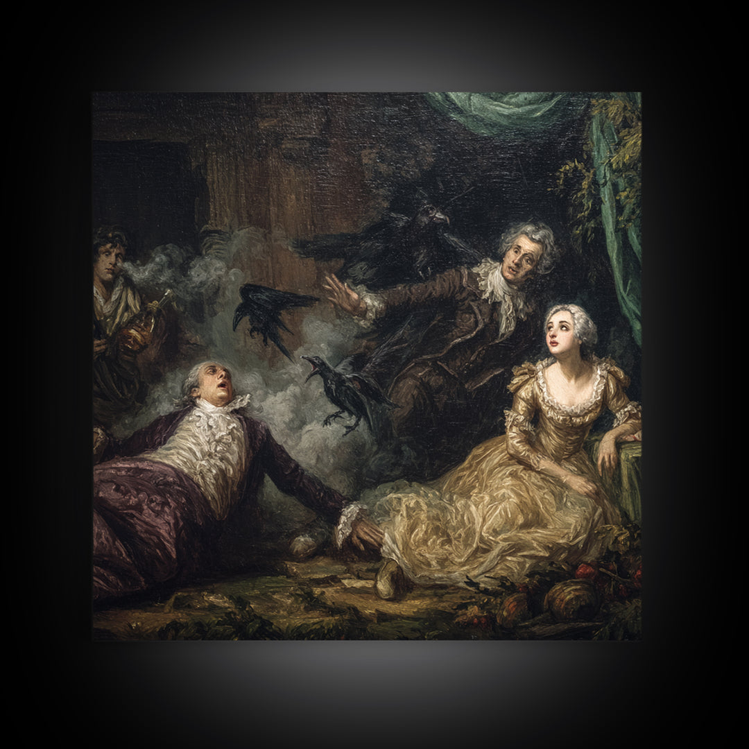The Haunted Portrait, Gothic Nightmare Art, Square Wall Art, Dark Fantasy Wall Art, Framed Canvas Print, Halloween Wall Art