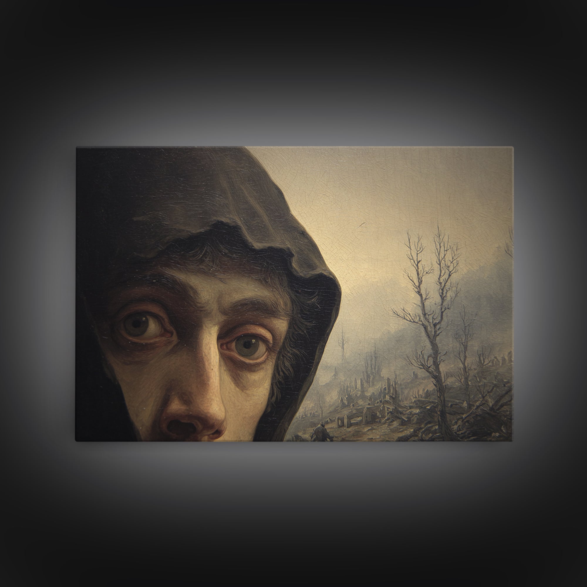 The Haunted Portrait, Romantic Gothic Landscape, Landscape Wall Art, Dark Fantasy Wall Art, Canvas Print, Halloween Wall Art
