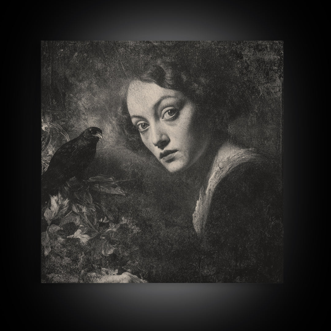 The Haunted Portrait, Symbolist Dream Art, Square Wall Art, Gothic Horror Wall Art, Framed Canvas Print, Halloween Wall Art