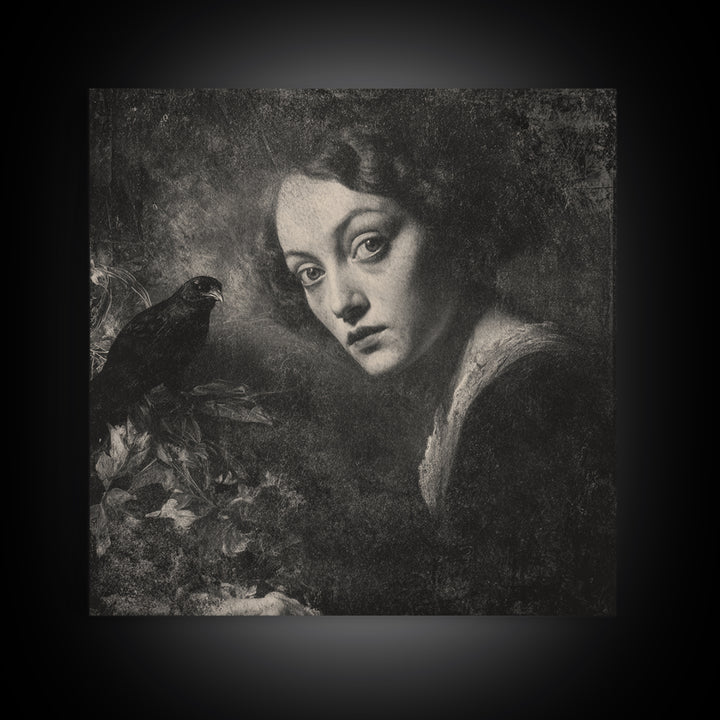The Haunted Portrait, Symbolist Dream Art, Square Wall Art, Gothic Horror Wall Art, Framed Canvas Print, Halloween Wall Art