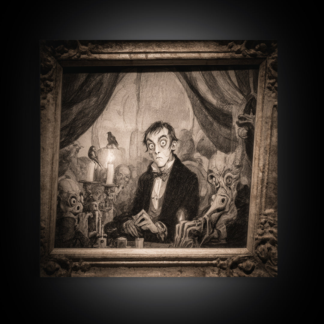 The Haunted Portrait, Expressionist Nightmare Art, Square Wall Art, Macabre Wall Art, Canvas Print, Halloween Wall Art, Dark Fantasy Art