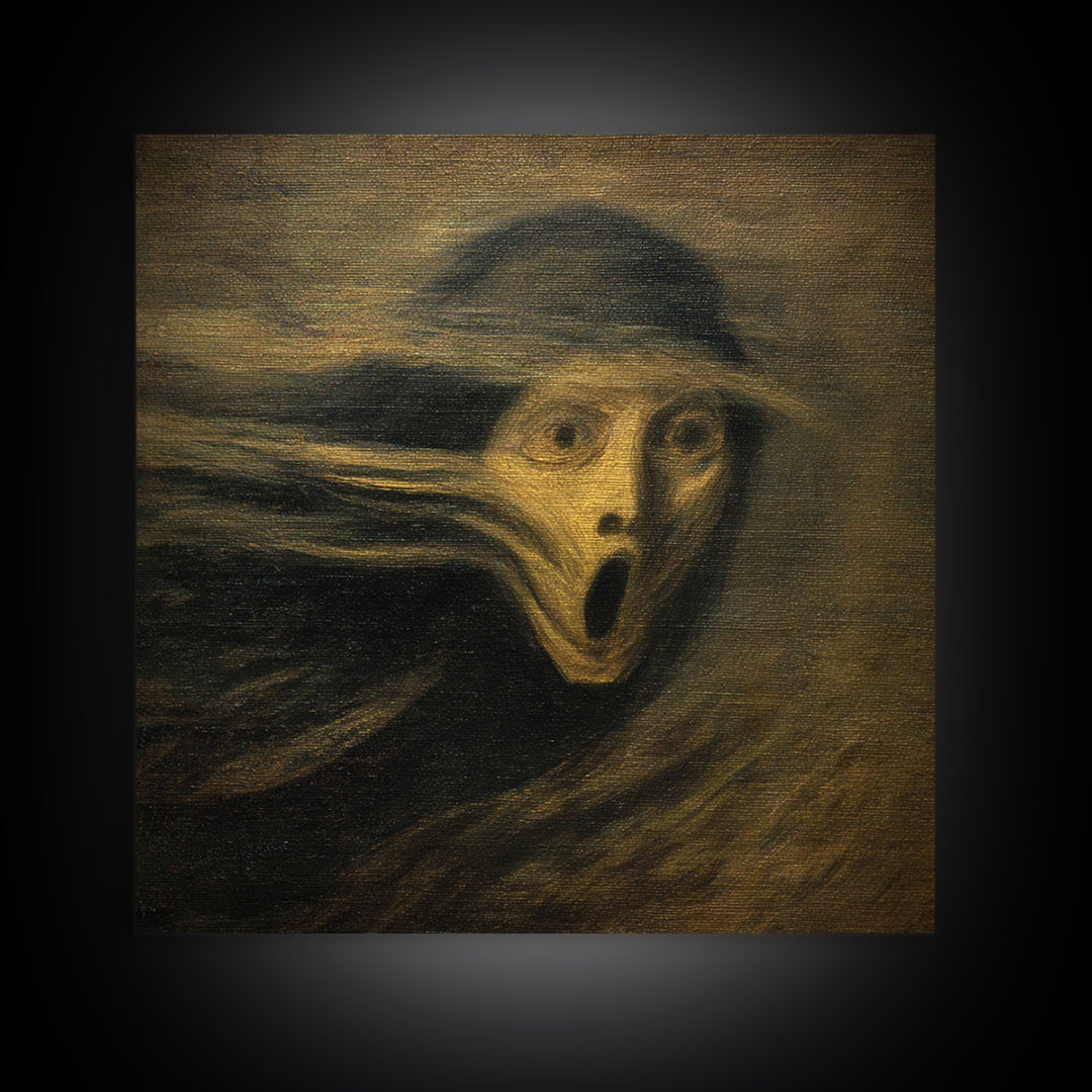 The Haunted Portrait, Expressionist Gothic Art, Square Wall Art, Gothic Horror Wall Art, Framed Canvas Print, Halloween Wall Art