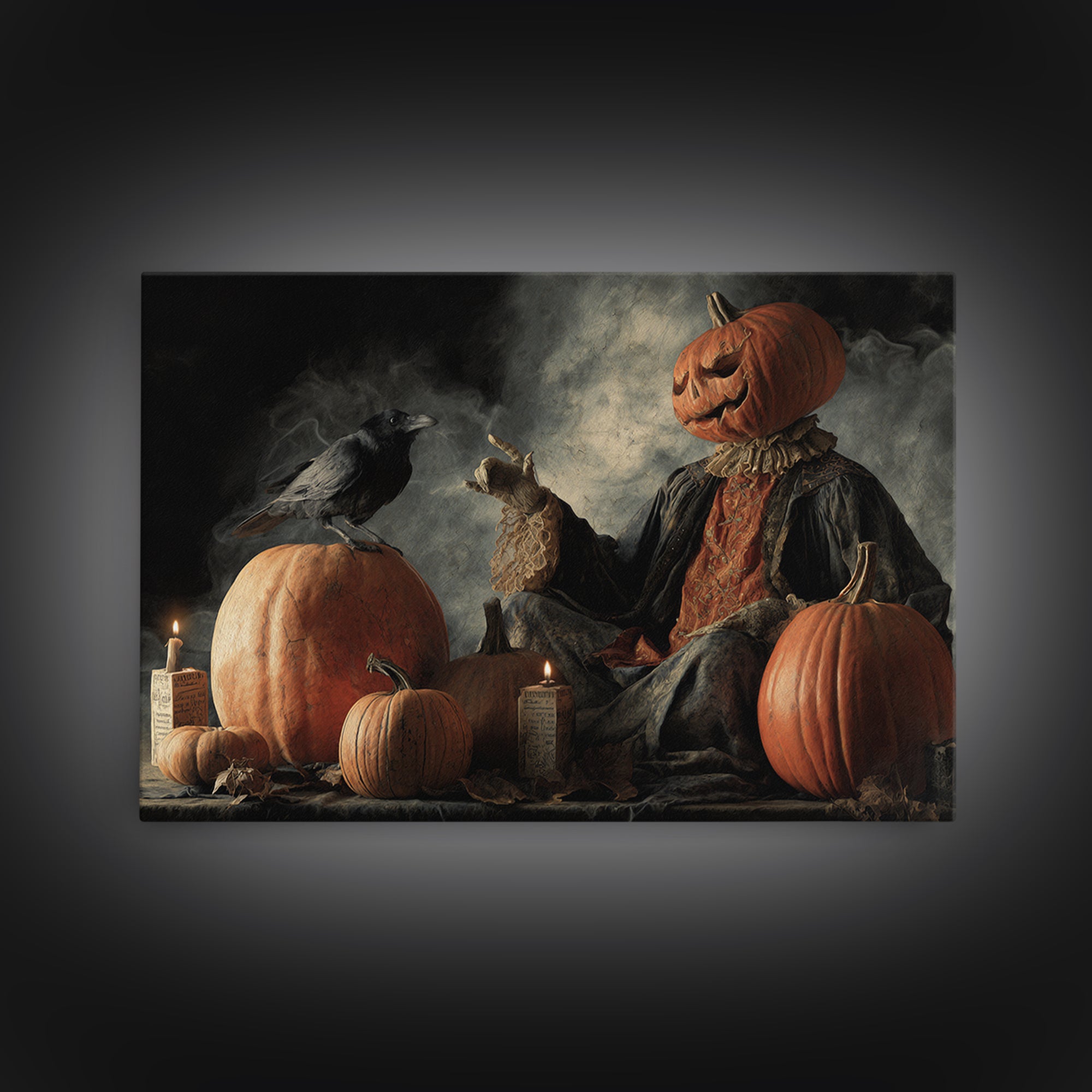 Vintage Orange-And-Black Halloween, Gothic Nightmare Art, Landscape Wall Art, Dark Fantasy Wall Art, Canvas Print, Halloween Wall Art