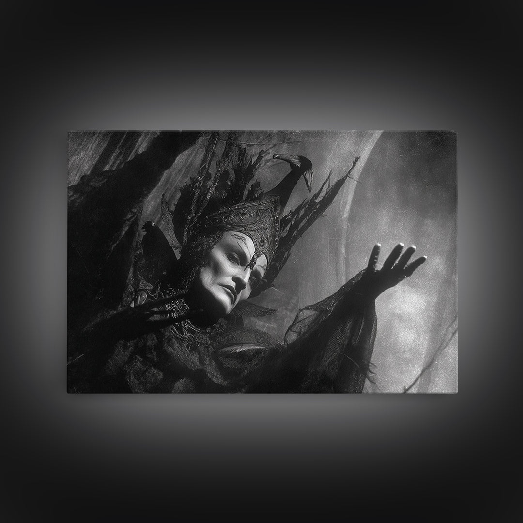 Monochrome Gothic Halloween, Dark Symbolist Art, Landscape Wall Art, Gothic Horror Wall Art, Framed Canvas Print