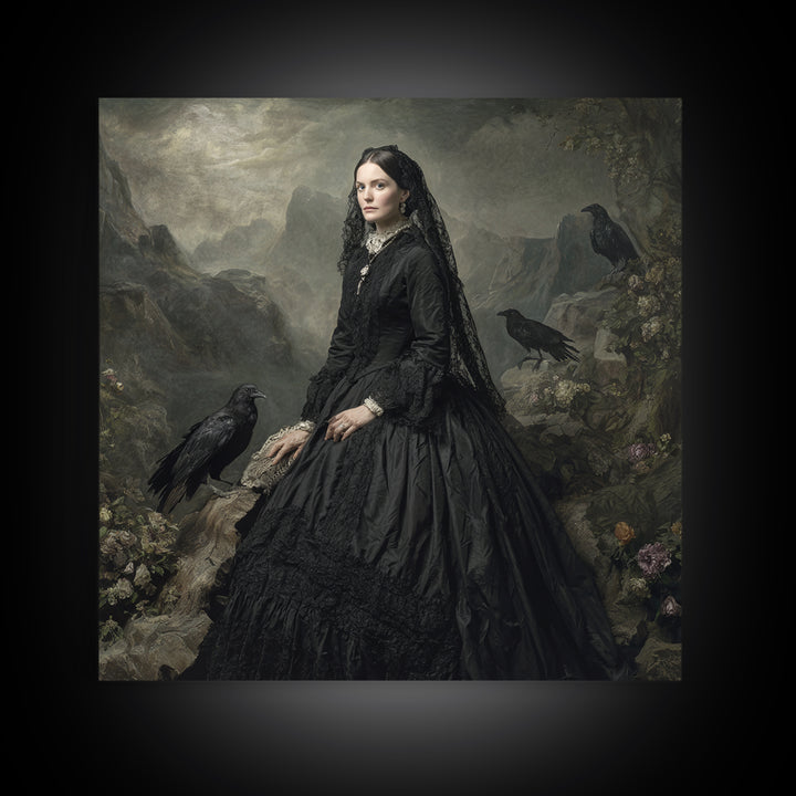 Victorian Mourning Halloween, Baroque Witchcraft Art, Square Wall Art, Macabre Wall Art, Framed Canvas Print, Halloween Wall Art