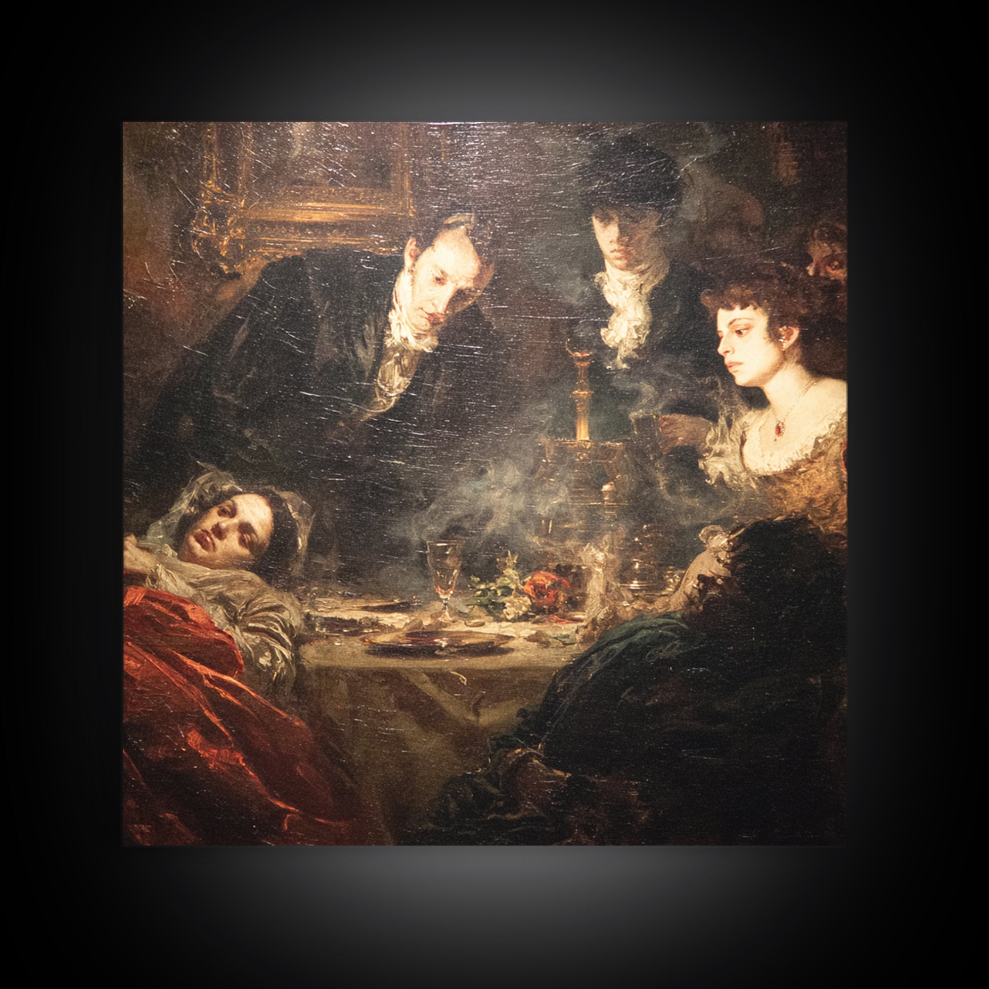 Victorian Mourning Halloween, Gothic Nightmare Art, Square Wall Art, Dark Fantasy Wall Art, Framed Canvas Print, Halloween Wall Art
