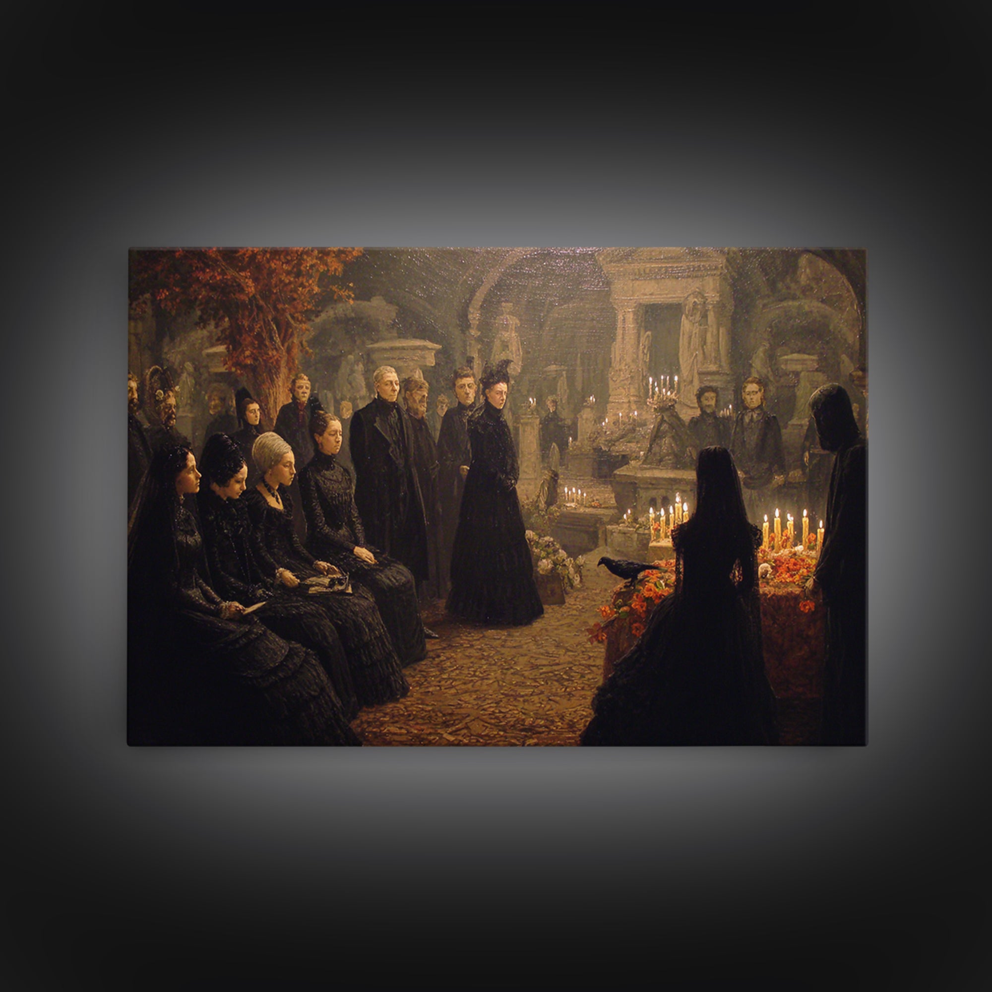 Victorian Mourning Halloween, Romantic Gothic Landscape, Landscape Wall Art, Macabre Wall Art, Canvas Print, Halloween Wall Art