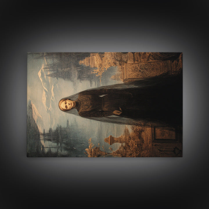 Victorian Mourning Halloween, Symbolist Gothic Landscape, Landscape Wall Art, Dark Halloween Decor, Framed Canvas Print, Halloween Wall Art