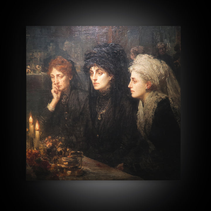 Victorian Mourning Halloween, Expressionist Gothic Art, Square Wall Art, Macabre Wall Art, Canvas Print, Halloween Wall Art