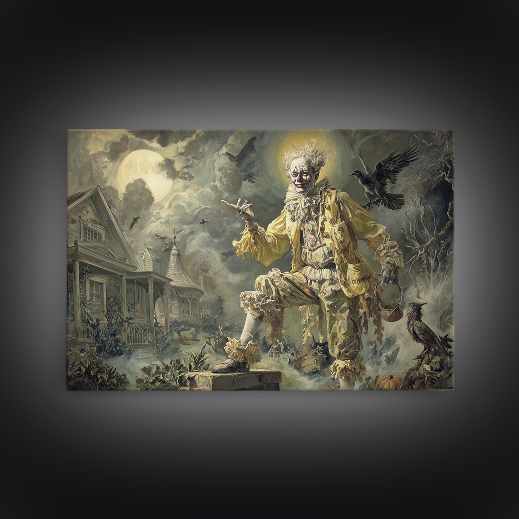 1950s Halloween Nostalgia, Dark Renaissance Art, Landscape Wall Art, Gothic Horror Wall Art, Framed Canvas Print
