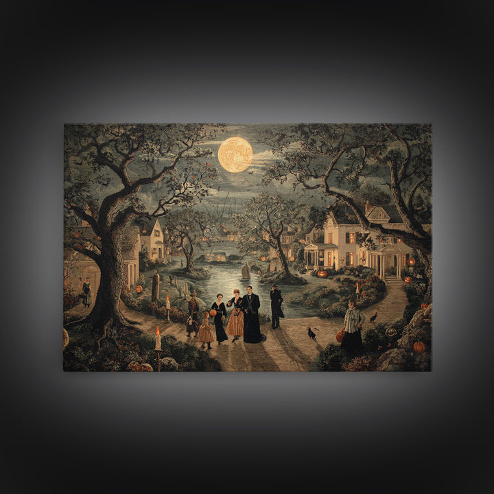 1950s Halloween Nostalgia, Symbolist Gothic Landscape, Landscape Wall Art, Dark Fantasy Wall Art, Canvas Print, Halloween Wall Art