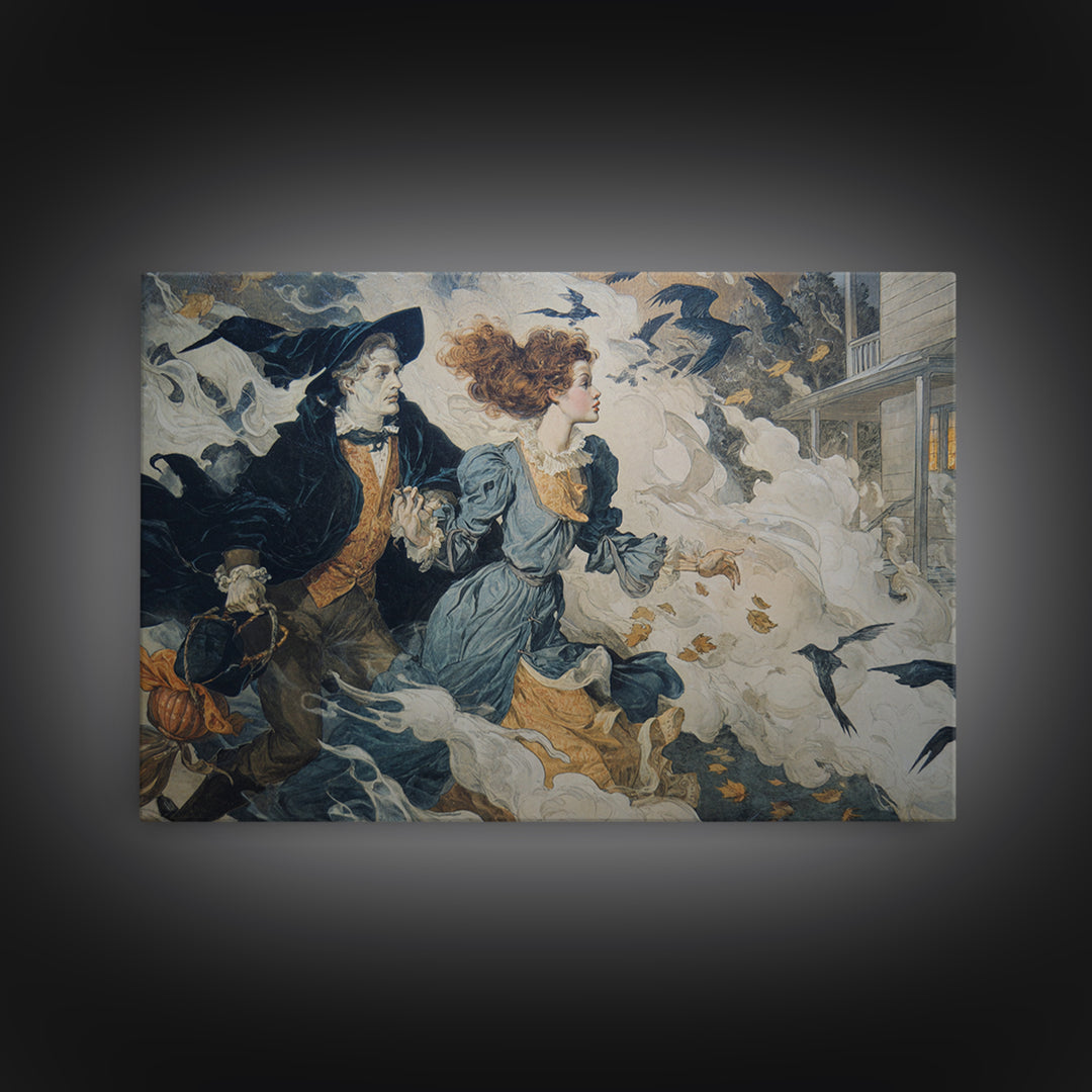 1950s Halloween Nostalgia, Decadent Gothic Art, Landscape Wall Art, Dark Fantasy Wall Art, Framed Canvas Print, Halloween Wall Art