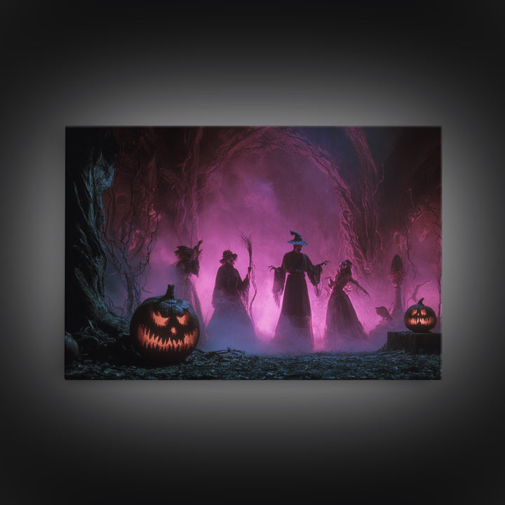 1980s Neon Horror, Dark Romantic Horror Art, Landscape Wall Art, Dark Fantasy Wall Art, Framed Canvas Print, Halloween Wall Art