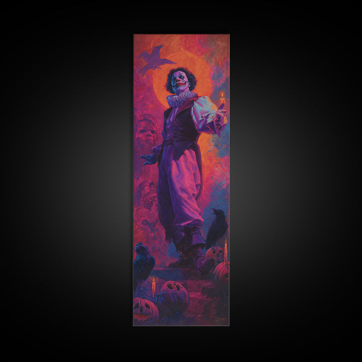 1980s Neon Horror, Gothic Nightmare Art, Tall Narrow Wall Art, Gothic Horror Wall Art, Framed Canvas Print, Halloween Wall Art
