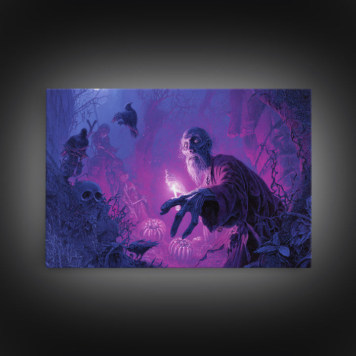 1980s Neon Horror, Expressionist Nightmare Art, Landscape Wall Art, Dark Fantasy Wall Art, Framed Canvas Print, Halloween Wall Art