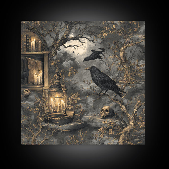 Dark Academia Halloween, Baroque Witchcraft Art, Square Wall Art, Dark Fantasy Wall Art, Framed Canvas Print, Halloween Wall Art
