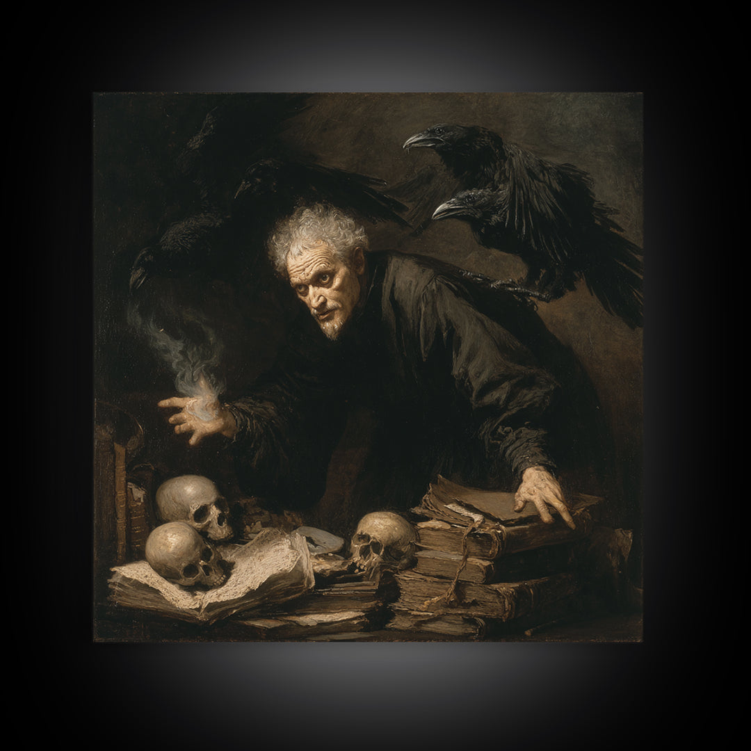 Dark Academia Halloween, Dark Romantic Horror Art, Square Wall Art, Dark Fantasy Wall Art, Canvas Print, Halloween Wall Art