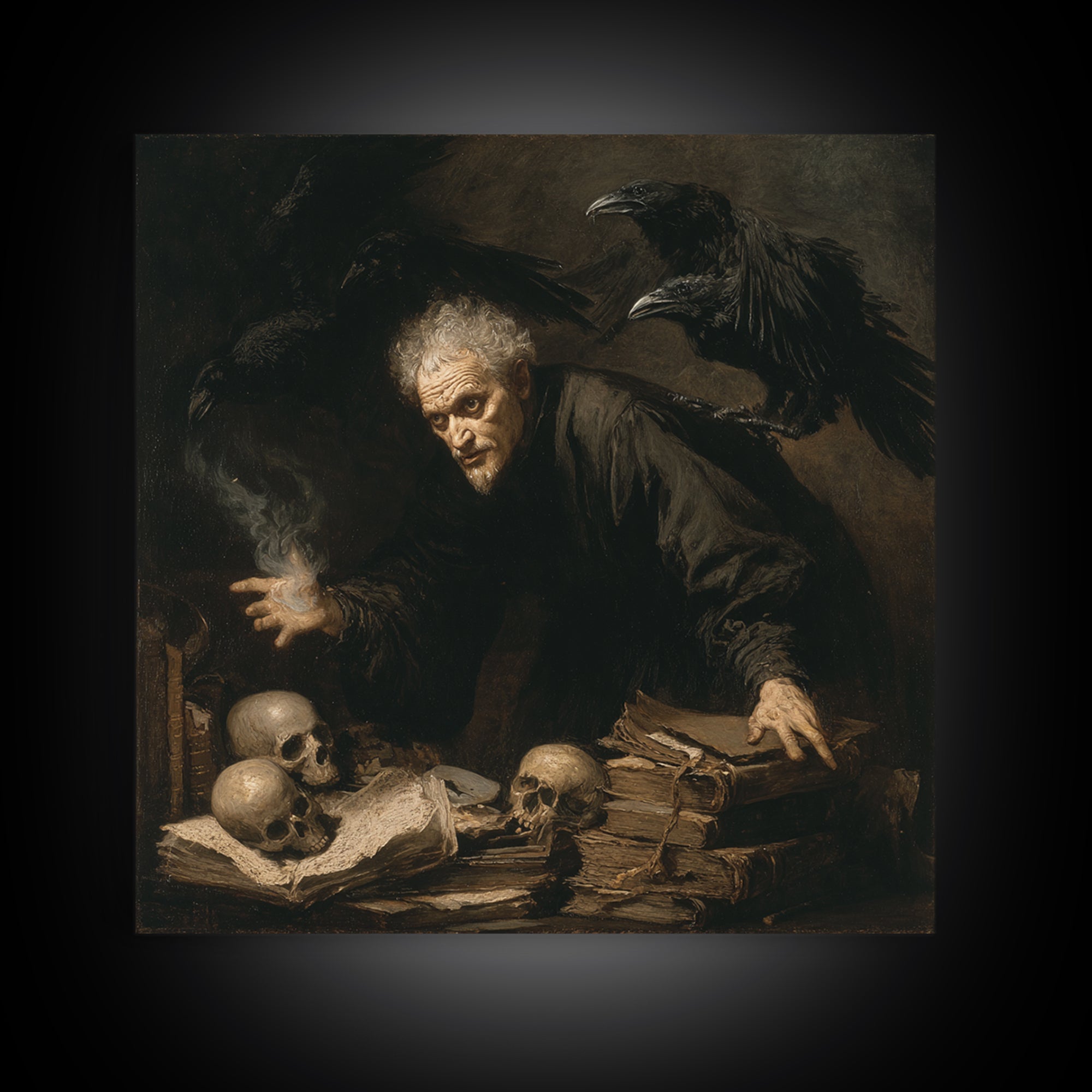 Dark Academia Halloween, Dark Romantic Horror Art, Square Wall Art, Dark Fantasy Wall Art, Canvas Print, Halloween Wall Art