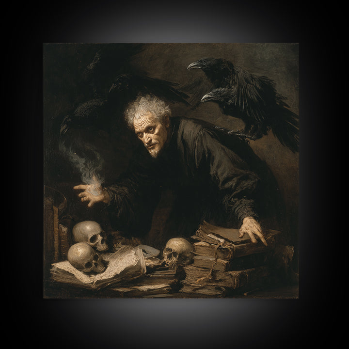Dark Academia Halloween, Dark Romantic Horror Art, Square Wall Art, Dark Fantasy Wall Art, Canvas Print, Halloween Wall Art