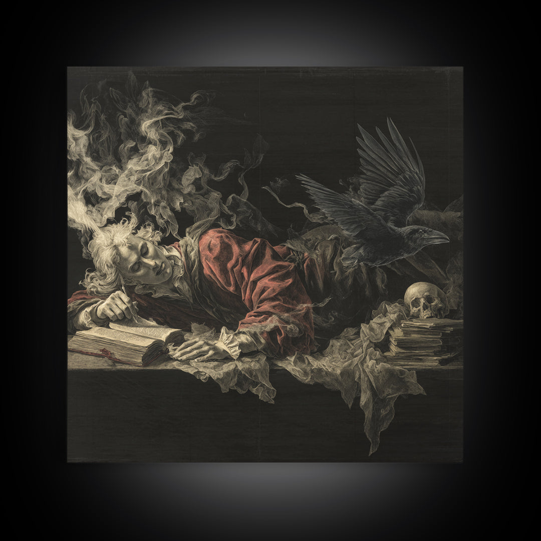 Dark Academia Halloween, Gothic Nightmare Art, Square Wall Art, Dark Fantasy Wall Art, Framed Canvas Print, Halloween Wall Art