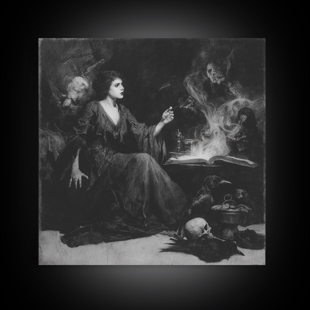 Dark Academia Halloween, Symbolist Dream Art, Square Wall Art, Dark Halloween Decor, Canvas Print, Halloween Wall Art