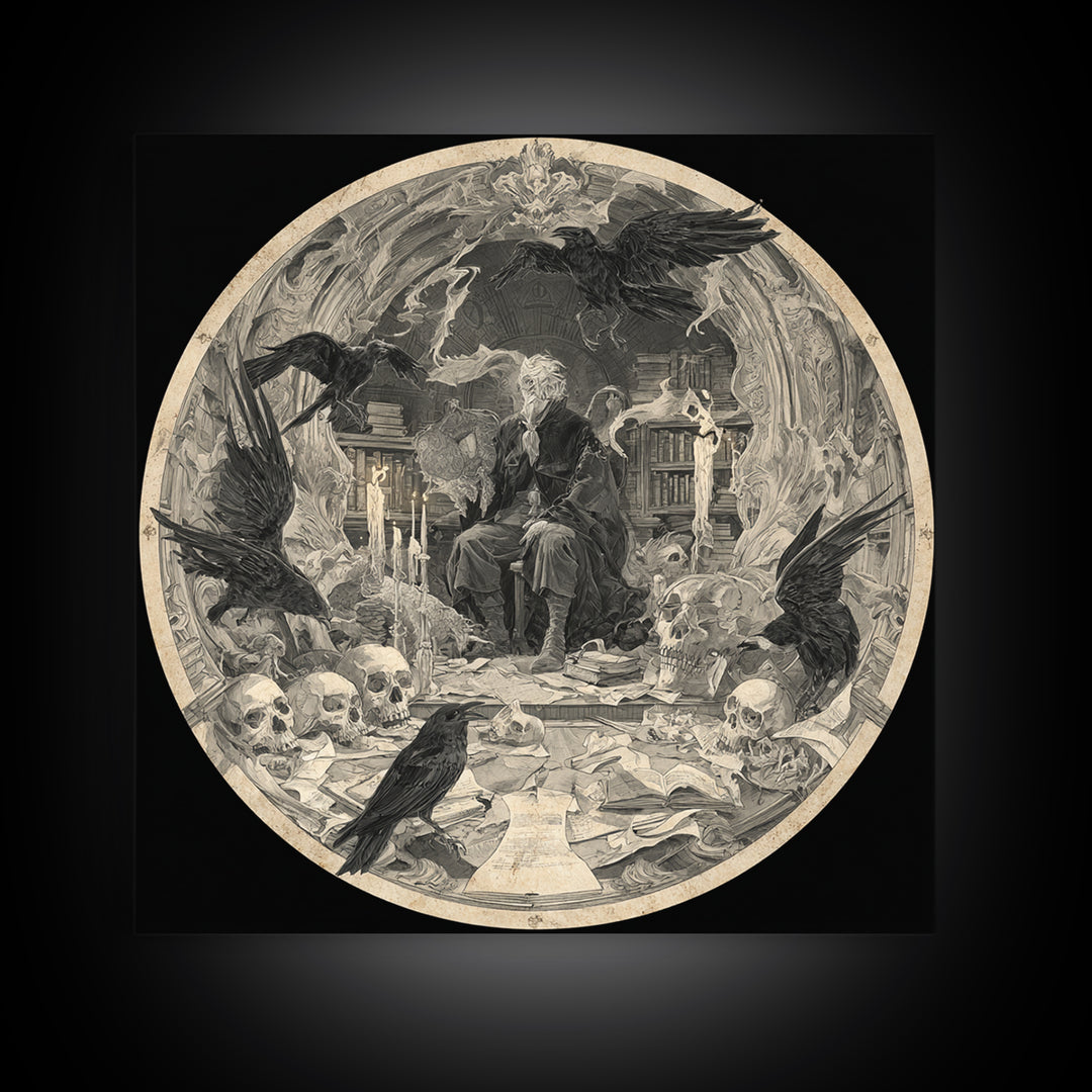 Dark Academia Halloween, Decadent Gothic Art, Square Wall Art, Dark Fantasy Wall Art, Framed Canvas Print, Halloween Wall Art