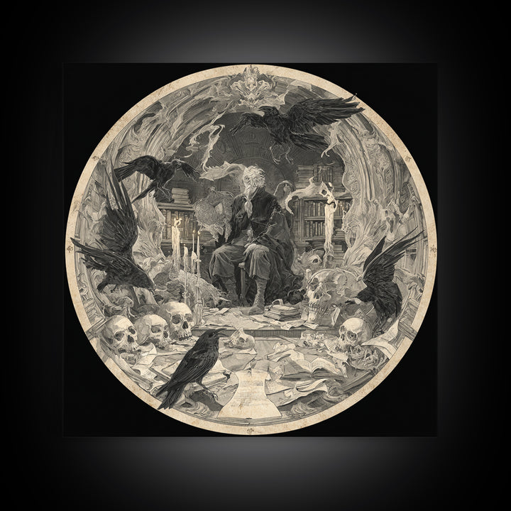Dark Academia Halloween, Decadent Gothic Art, Square Wall Art, Dark Fantasy Wall Art, Framed Canvas Print, Halloween Wall Art