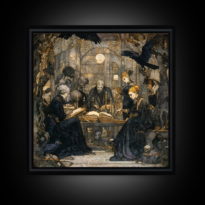 Dark Academia Halloween, Dark Symbolist Art, Square Wall Art, Dark Fantasy Wall Art, Framed Canvas Print, Halloween Wall Art