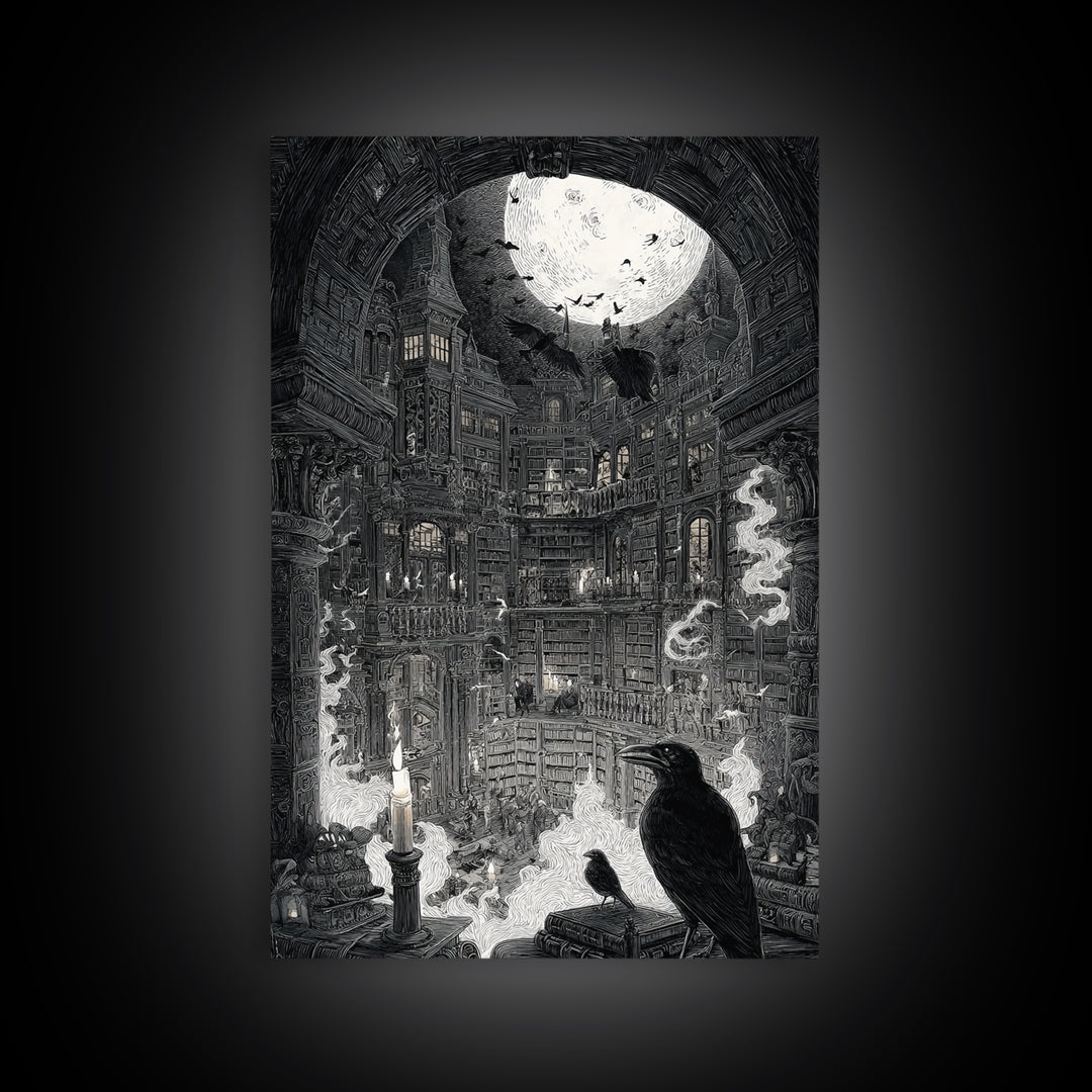 Dark Academia Halloween, Victorian Macabre Art, Vertical Wall Art, Dark Halloween Decor, Framed Canvas Print, Halloween Wall Art