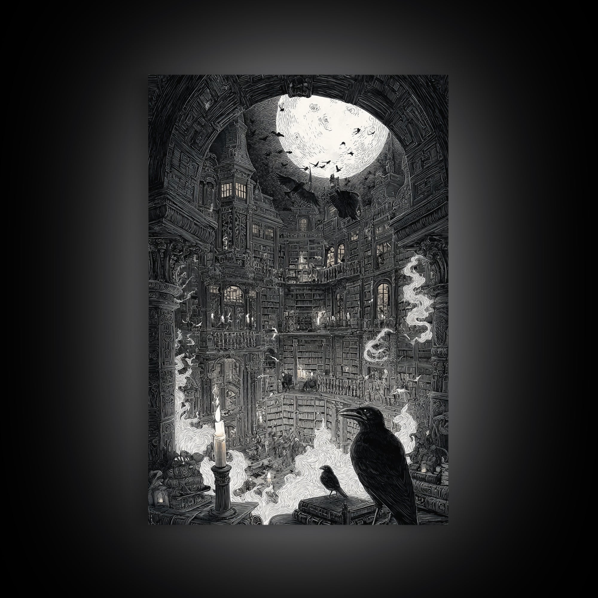 Dark Academia Halloween, Victorian Macabre Art, Vertical Wall Art, Dark Halloween Decor, Framed Canvas Print, Halloween Wall Art