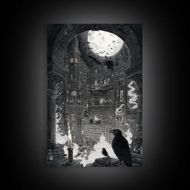 Dark Academia Halloween, Victorian Macabre Art, Vertical Wall Art, Dark Halloween Decor, Framed Canvas Print, Halloween Wall Art