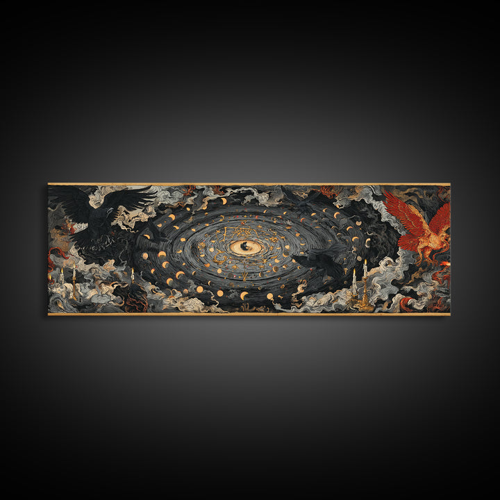Celestial Witchcraft, Visionary Gothic Art, Extra Wide Wall Art, Gothic Horror Wall Art, Framed Canvas Print, Halloween Wall Art