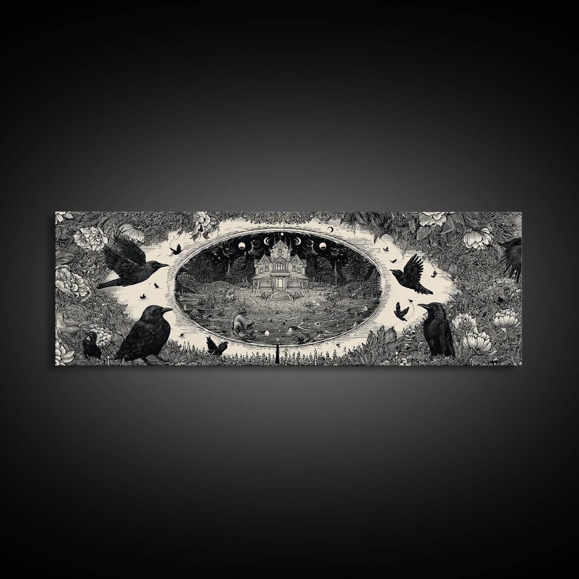 Celestial Witchcraft, Victorian Macabre Art, Extra Wide Wall Art, Macabre Wall Art, Canvas Print, Halloween Wall Art, Halloween Decor