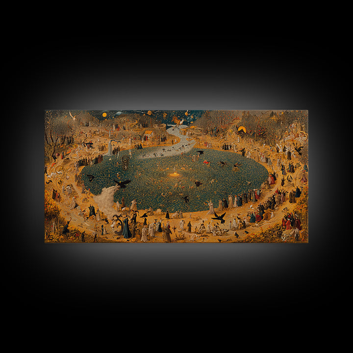 Occult Harvest Festival, Northern Renaissance Horror, Wide Panoramic Art, Macabre Wall Art, Canvas Print, Halloween Wall Art