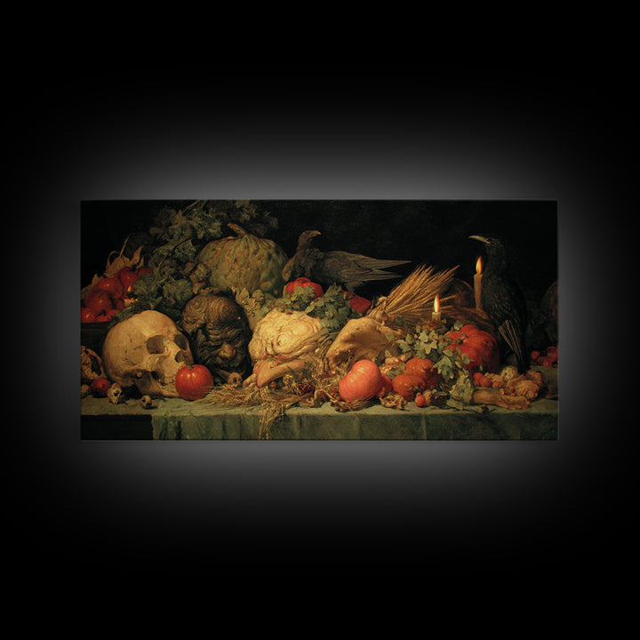 Occult Harvest Festival, Dark Renaissance Art, Wide Panoramic Art, Gothic Horror Wall Art, Framed Canvas Print, Dark Fantasy Art
