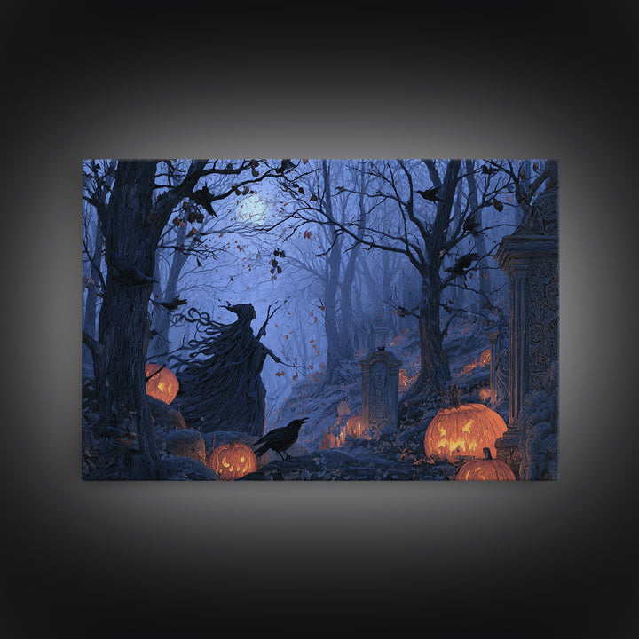 Enchanted Woodland Halloween, Romantic Gothic Landscape, Landscape Wall Art, Gothic Horror Wall Art, Framed Canvas Print