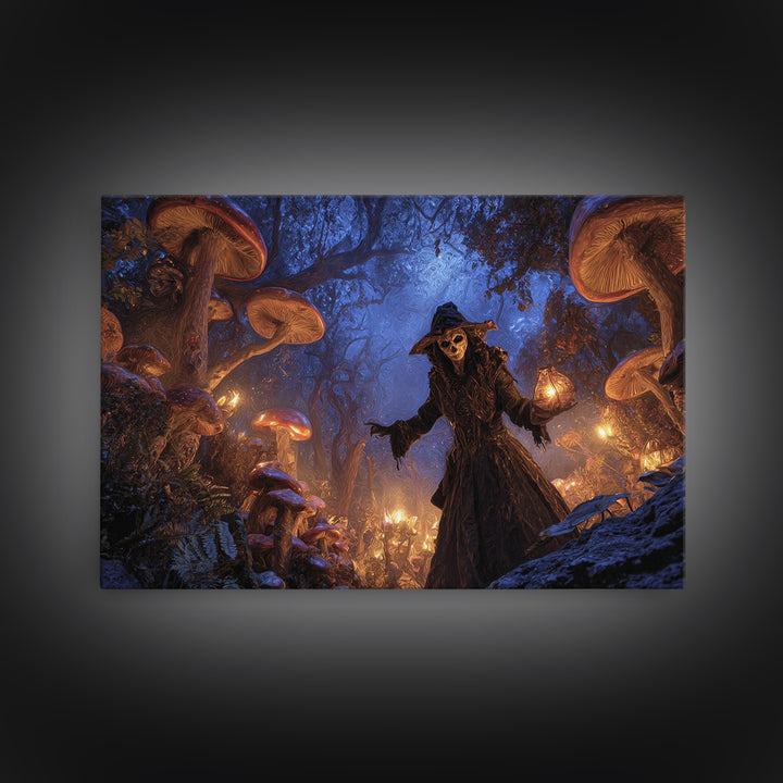 Enchanted Woodland Halloween, Expressionist Gothic Art, Landscape Wall Art, Dark Halloween Decor, Framed Canvas Print, Halloween Wall Art