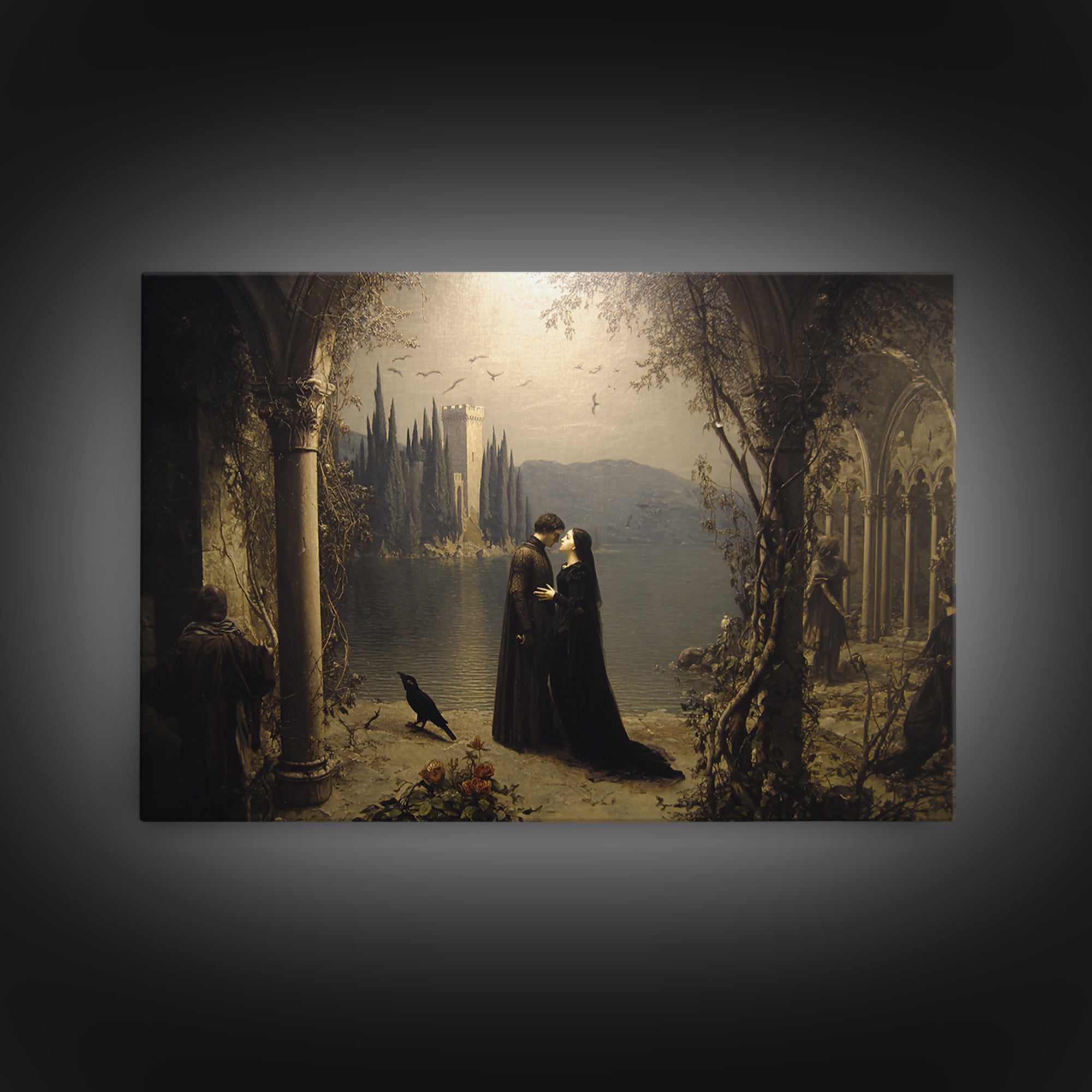 Gothic Romance, Symbolist Gothic Landscape, Landscape Wall Art, Macabre Wall Art, Canvas Print, Halloween Wall Art, Halloween Decor